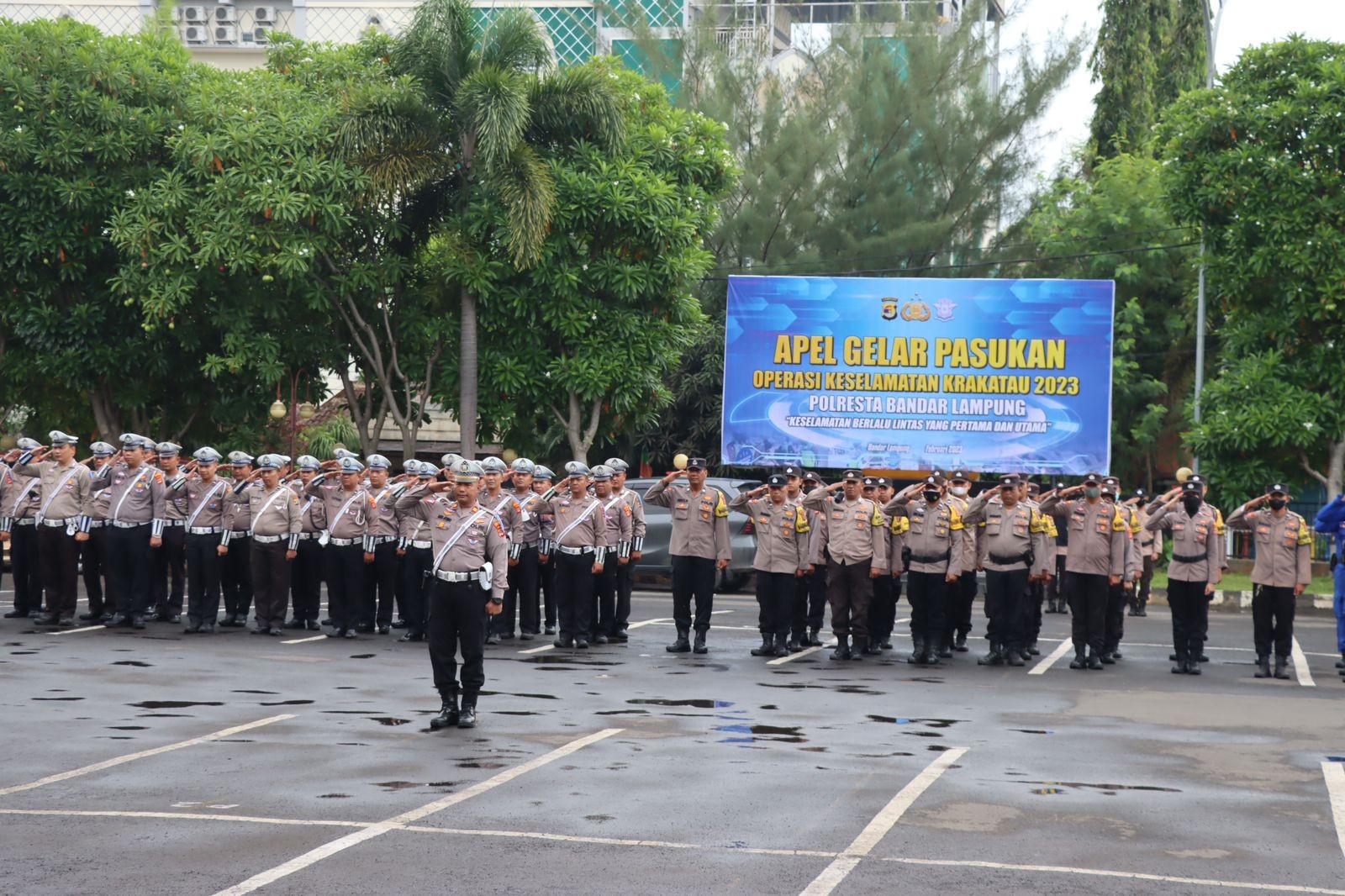 Polresta Bandar Lampung Laksanakan Apel Gelar Pasukan Ops Keselamatan Krakatau 2023