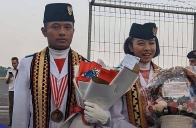 Dua pelajar asal Lampung yang masuk dalam anggota Pasukan Pengibar Bendera Pusaka Nasional